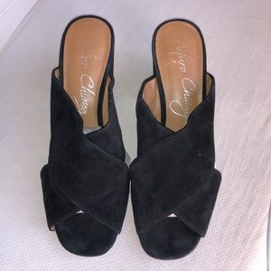 SOLD Arturo Chiang “Jessica” Suede Slip on Heels